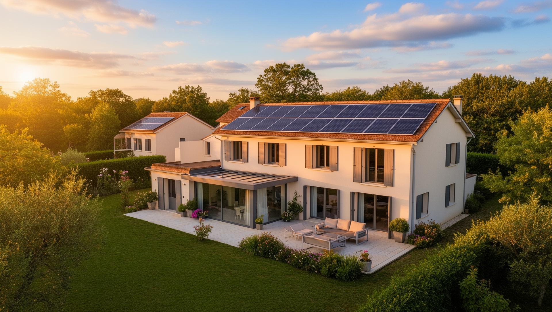 Maison équipée de panneaux solaires
